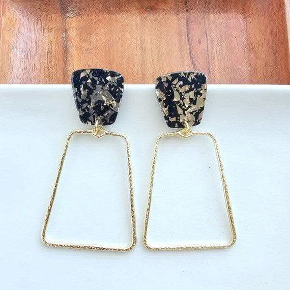 Ariana Earrings - Black Gold Flake - SwagglyLife Home & Fashion